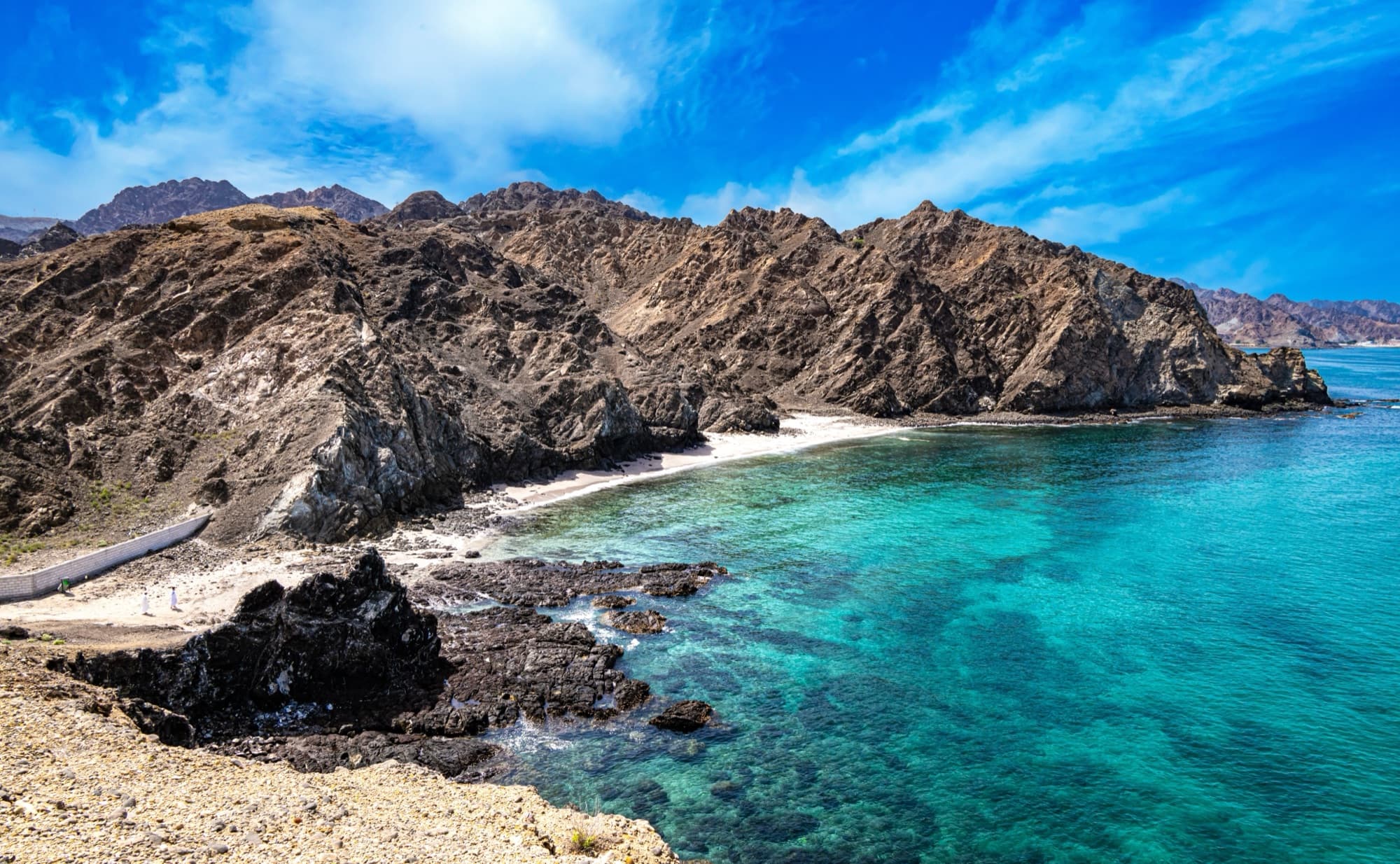 Rocky coastline above a turquoise sea